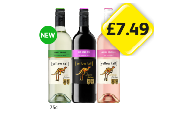 Yellow Tail Pinot Grigio, Big Bold Red, Jammy Rose Roo - Now Only £7.49 at Londis