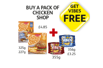 BirdsEye Chicken Shop Salt & Pepper Chicken, Ultimate Fillet Burgers, McCain Vibes Chilli, Salt & Vinegar - Buy A Pack Of Chicken Shop, Get Vibes FREE at Londis