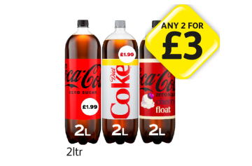 Coca Cola Zero Sugar, Diet Coke, Cherry Float - Any 2 for £3 at Londis