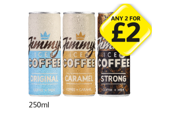 Jimmy's Iced Coffee Original, Caramel, Strong - Any 2 for £2 at Londis