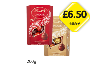 Lindtt Lindor Milk, Assorted - Now Only £6.50 at Londis