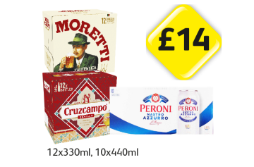 Moretti, Cruzcampo, Peroni - Now Only £14 at Londis