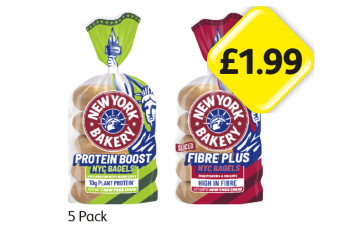 New York Bakery Protein Boost NYC Bagels Plant Protein, Fibre - Now Only £1.99 at Londis