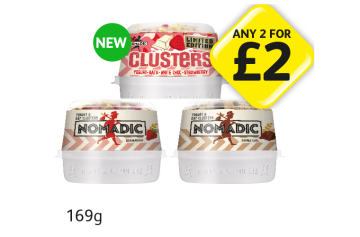 Nomadic Clusters Strawberry, Double Choc, White Choc Strawberry - Any 2 for £2 at Londis