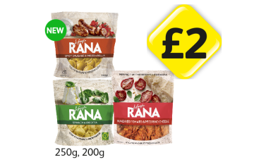 Rana Spicy Sausage & Mozzarella, Spinach & Ricotta, Sundried Tomato & Pecorino Cheese - Now Only £2 at Londis