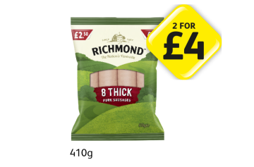 Richmond Sausages - Any 2 for £4 at Londis