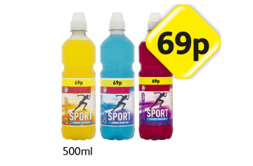 Sport Drink Orange, Berry, Berries - Now Only 69p at Londis