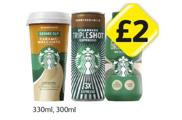 Starbucks Caramel Macchiato, Tripleshot Espresso, Protein Drink - Now Only £2 at Londis