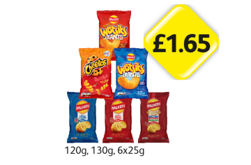Wotsits Giants Sweet & Spicy, Really Cheesy, Cheetos Twisted, Walkers Cheese & Onion, Ready Salted, Variety - Now Only £1.65 at Londis