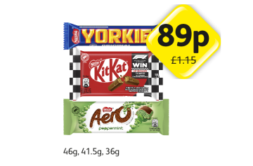 Yorkie, KitKat, Aero Peppermint - Now Only 89p at Londis