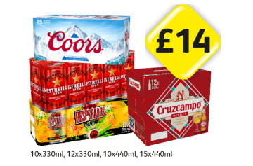 Coors, Estrella, Desperados, Cruzcampo - Now Only £14 at Londis
