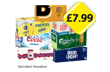 Draught, Foster's Shandy, Brewdog Cold Beer, Coors, Carlsberg, Rekorderlig, Bud Light - Now Only £7.99 at Londis