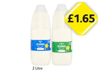 Freshway's Milk Semi-Skimmed, Whole - Now Only £1.65 at Londis