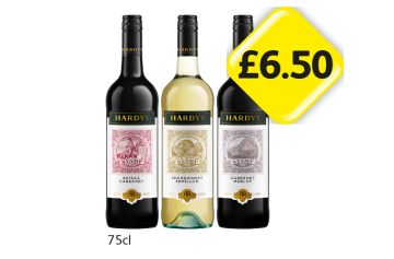 Hardy's Shiraz Cabernet, Chardonnay Semillon, Cabernet Merlot - Now Only £6.50 at Londis