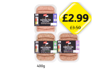 Jack's Traditional Pork Sausages, Lincolnshire, Cumberland - Now Only £2.99 at Londis