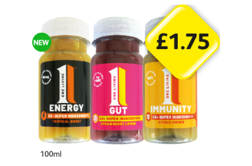 One Living Energy Shots Tropical Boost, Strawberry Lemon, Citrus Ginger - Now Only £1.75 at Londis