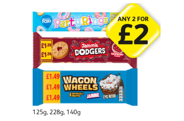 Party Rings, Jammie Dodgers, Wagon Wheels - Any 2 for £2 at Londis
