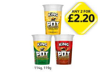 Pot Noodle Original Curry, Chicken & Mushroom, Beef & Tomato - Any 2 for £2.20 at Londis