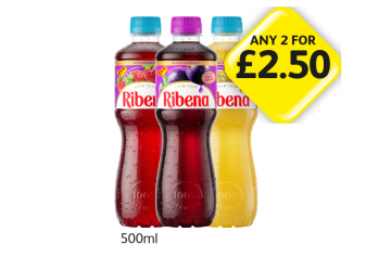 Ribena Strawberry, Blackcurrant, Passion Fruit - Any 2 for £2.50 at Londis