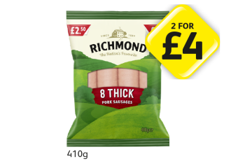 Richmond Pork Sausages - Now Only 2 for £4 at Londis