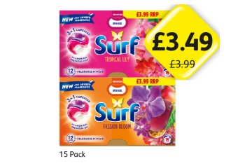 Surf 3 In 1 Capsules Tropical Lily, Passion Bloom - Now Only £3.49 at Londis
