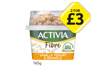 Activia Fibre Vanilla Yoghurt & Granola - Any 2 for £3 at Londis