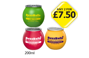 BuzzBall Lime 'Rita, Strawberry 'Rita, Passionfruit Martini - Any 2 for £7.50 at Londis