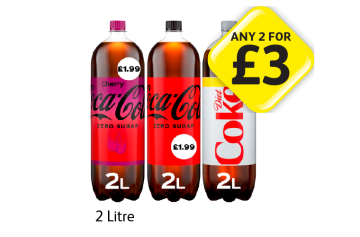 Coca Cola Zero, Cherry, Diet Coke - Any 2 for £3 at Londis