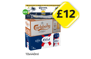 Corona Extra, Carlsberg Export, Kronenbourg - Now Only £12 at Londis