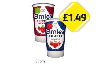 Elmlea Cream Single, Double - Now Only £1.49 at Londis