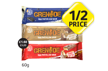 Grenade Protein Oreo White, Caramel Chads, Peanut Nutter - Now Only Half Price  at Londis