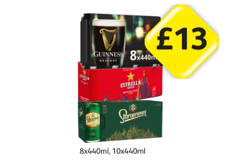 Guinness, Estrella, Staropramen - Now Only £13 at Londis