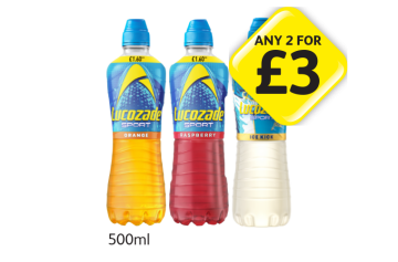 Lucozade Orange, Raspberry, Ice Kick - Any 2 for £3 at Londis