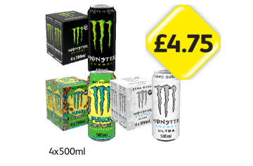 Monster Energy, Punch, Ultra - Now Only £4.75 at Londis
