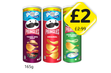 Pringles Texas BBQ Sauce, Original, Sour Cream & Onion - Now Only £2 at Londis