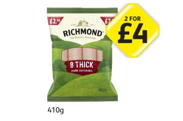 Richmond Sausages - Any 2 for £4 at Londis