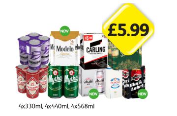 Strongbow Dark Fruits, Modelo, Carling, Staropramen, Cruzcampo, Mythos, Asahi, Peroni, Carling Black Label - Now Only £5.99 at Londis