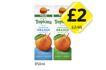 Tropicana Smooth Orange No Bits, Original Orange Bits - Now Only £2 at Londis