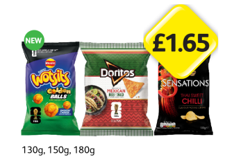 Wotsits Golden Balls, Doritos Mexican Beef Taco, Sensations Thai Sweet Chilli - Now Only £1.65 at Londis