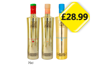 Au Vodka Strawberry Burst, Juicy Peach, Blue Raspberry - Now Only £28.99 at Londis