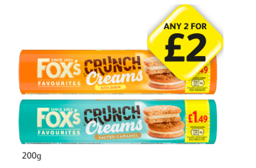Fox's Crunch Creams Golden, Salted Caramel - Any 2 for £2 at Londis