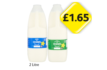 Freshways Milk Whole, Semi-Skimmed - Now Only £1.65 at Londis