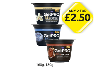 Get Pro Yoghurt Vanilla, Blueberry, Chocolate - Any 2 for £2.50 at Londis