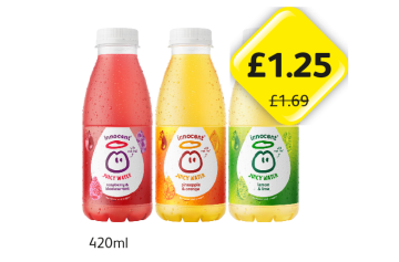 Innocent Juicy Water Raspberry & Blackcurrant, Pineapple & Orange, Lemon & Lime - Now Only £1.25 at Londis