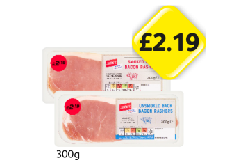 Jack's Back Bacon Rashers Smoked, Unsmoked - Now Only £2.19 at Londis