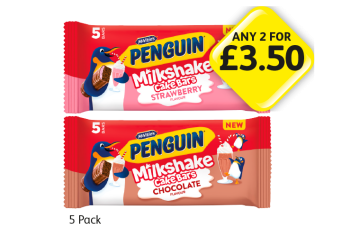Penguin Milkshake Cake Bars Strawberry, Chocolate - Any 2 for £3.50 at Londis