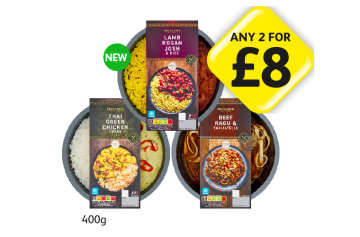 Pro Cuisine Lamb Rogan Josh, Thai Green Chicken, Beef Ragu - Any 2 for £8 at Londis