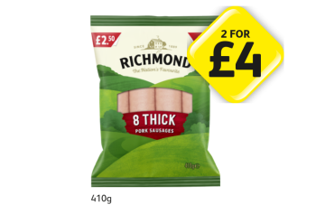 Richmond Pork Sausages - Now 2 for £4 at Londis
