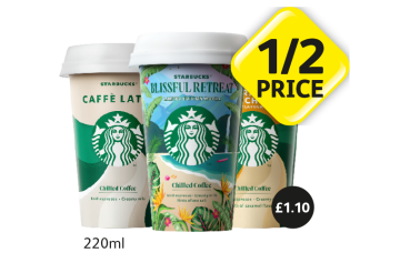 Starbucks Caffe Latte, Blissful Retreat, Caramel Macchiato - Now Half Price at Londis