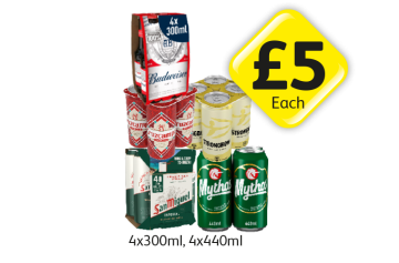 Budweiser, Cruzcampo, Strongbow, San Miguel, Mythos - Now Only £5 at Londis